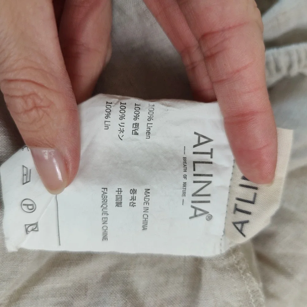 Atlinia Unisex Fitted & Flat Sheet Set Full/Queen Oatmeal Beige 100% Linen - Picture 6 of 8